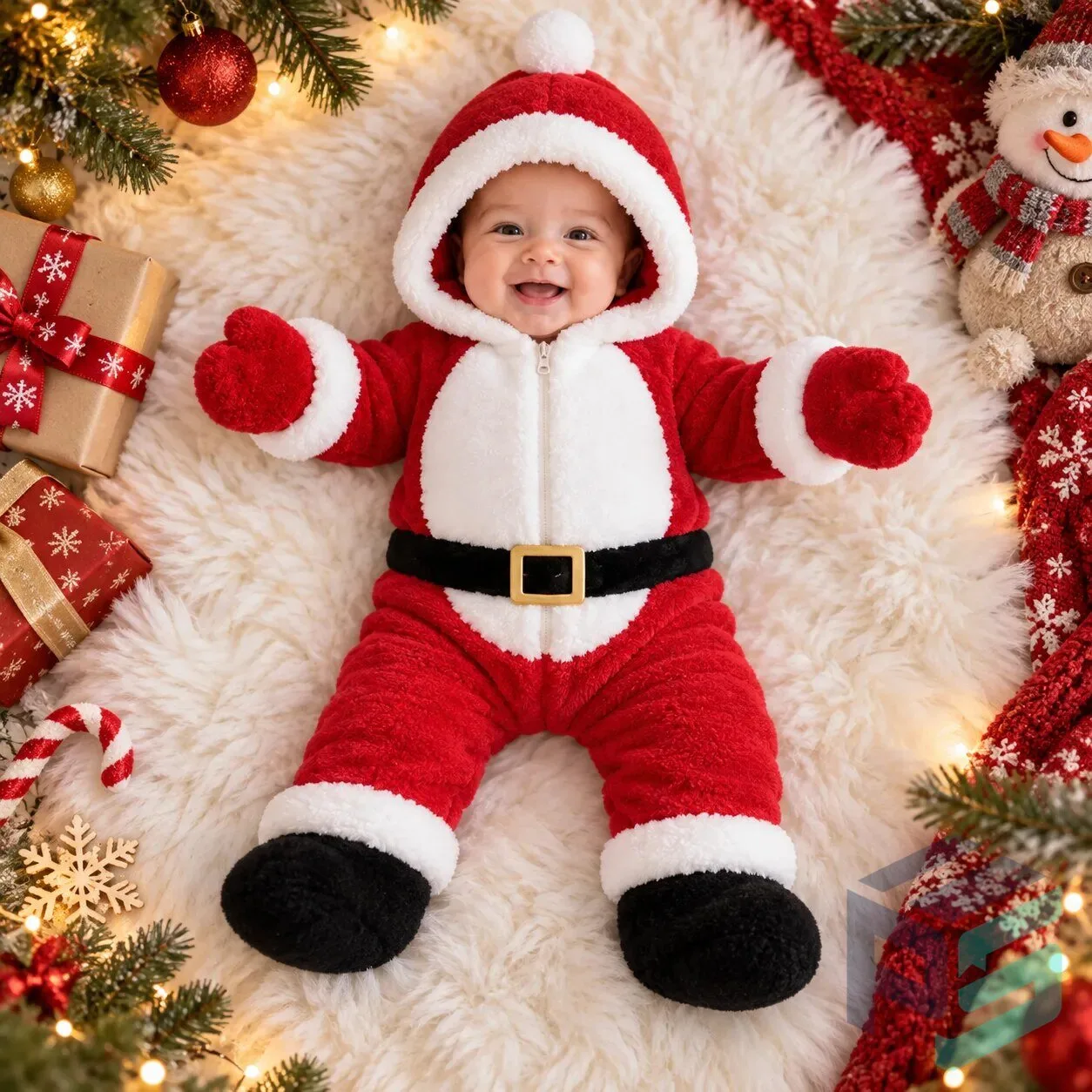 Baby Santa Claus Plush Romper Onesie Costume 2026
